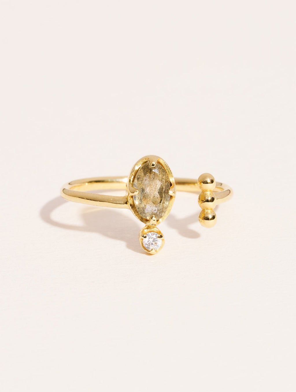 Mani Ring - Labradorite - front view