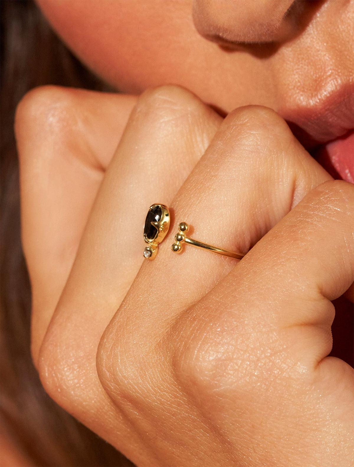 Mani Ring - Textured Onyx - another angle