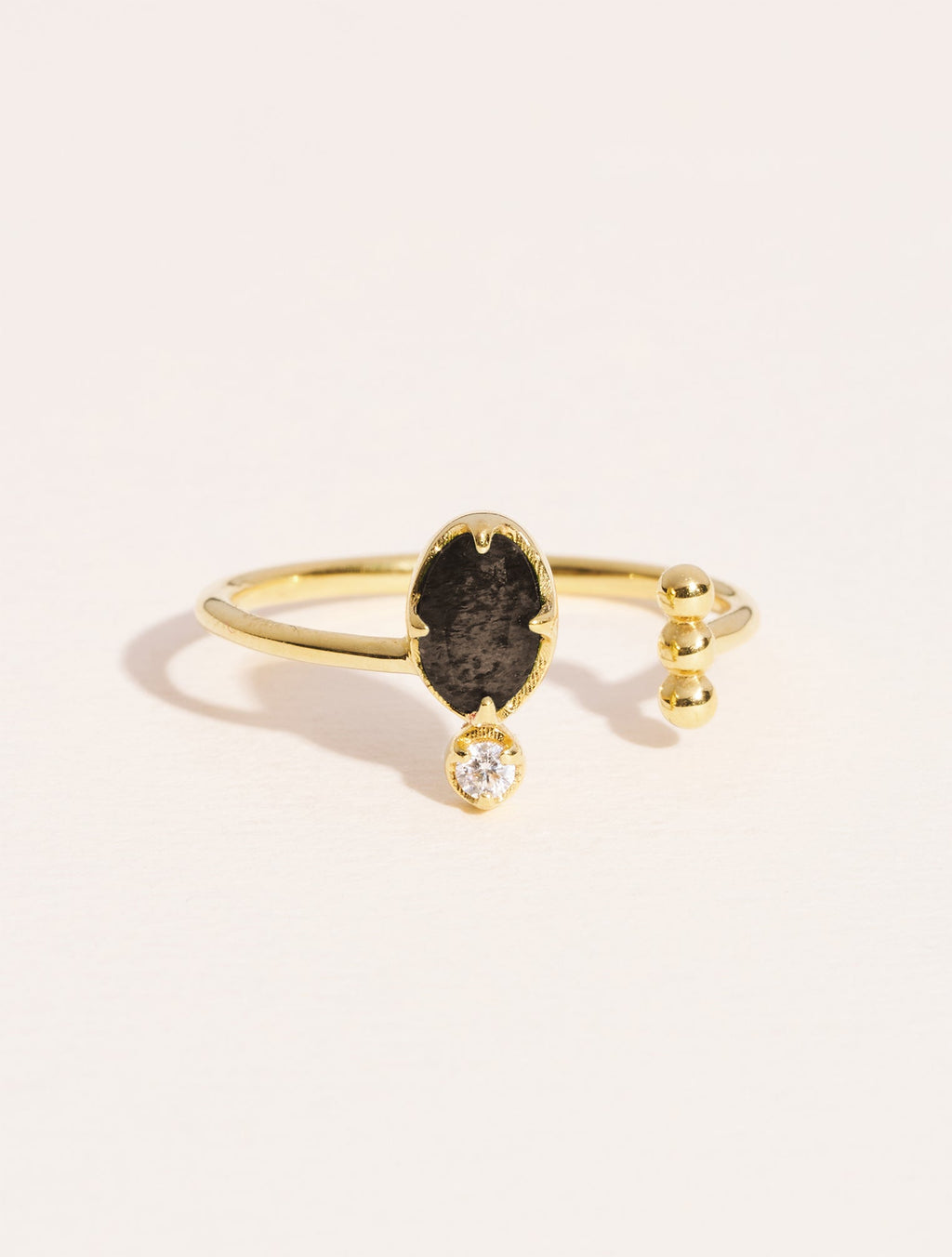 Mani Ring - Textured Onyx - front view