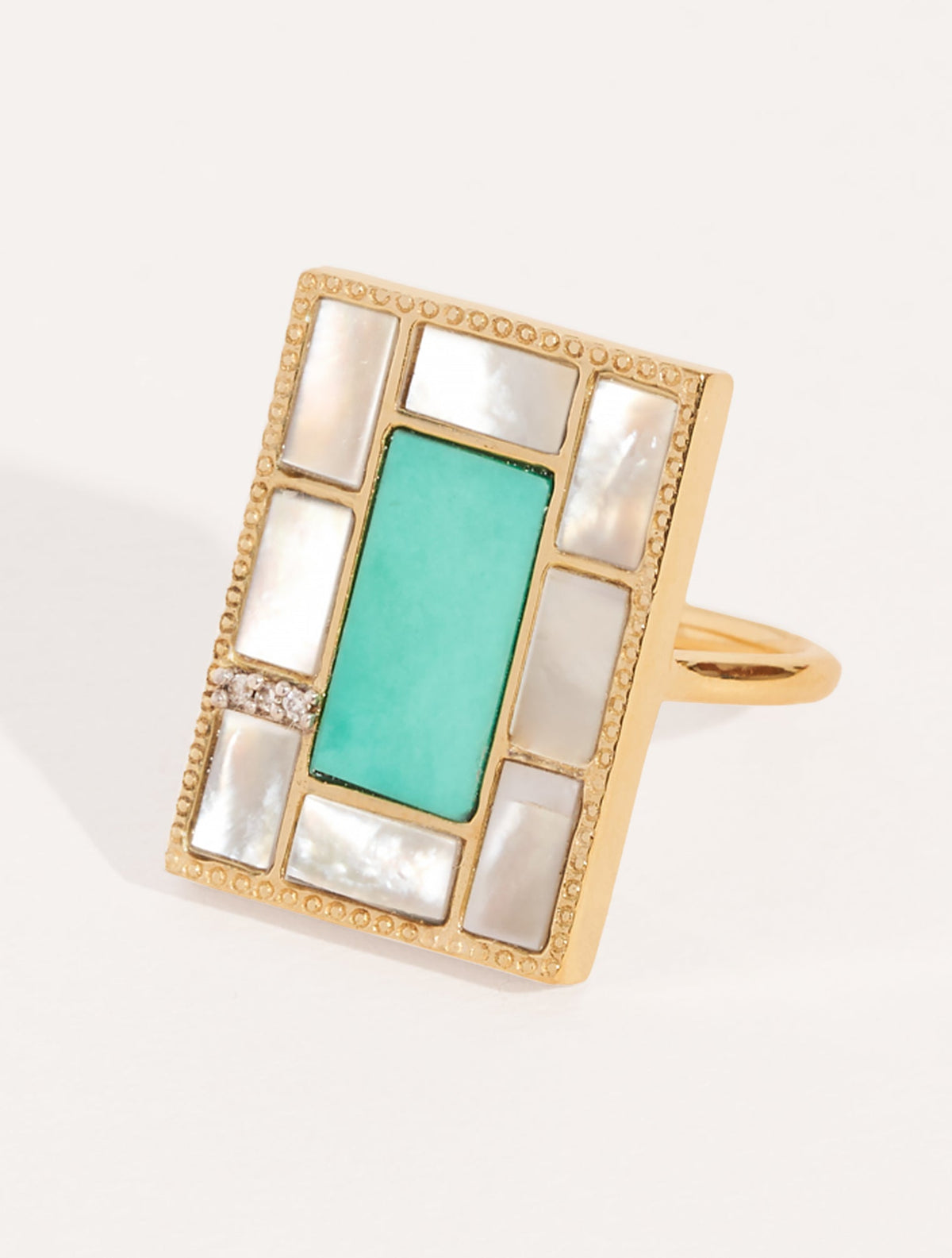 Mara Ring - Mother-of-pearl / Turquoise - front view