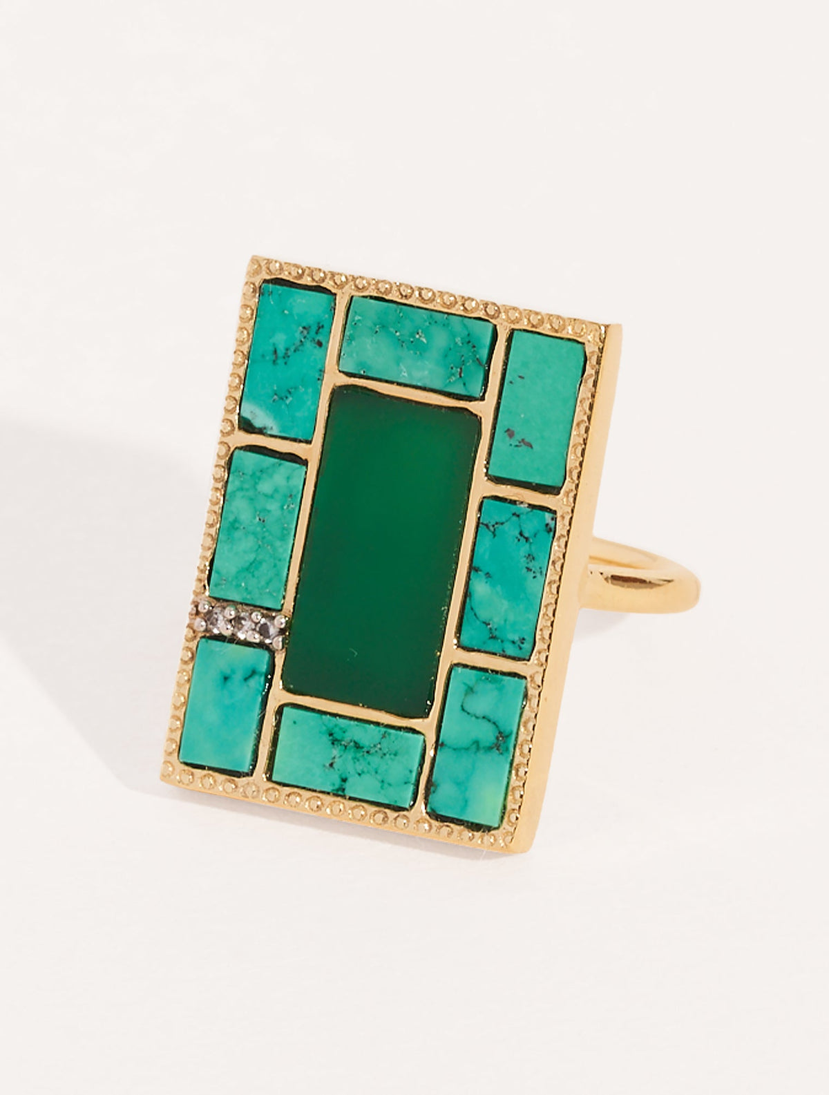 Mara Ring - Onyx Green / Turquoise - front view