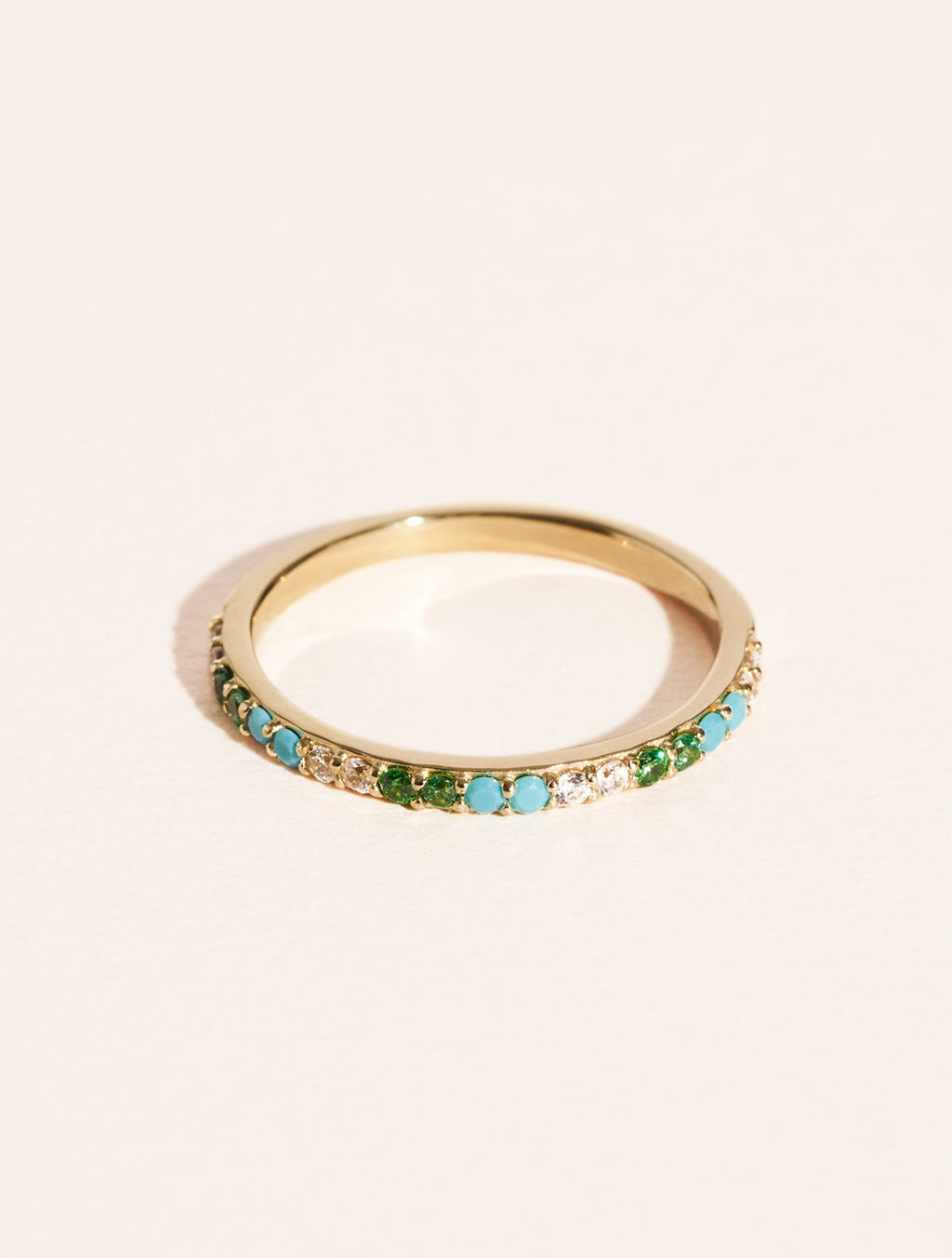 Rheya Ring - Zircons Turquoises - front view
