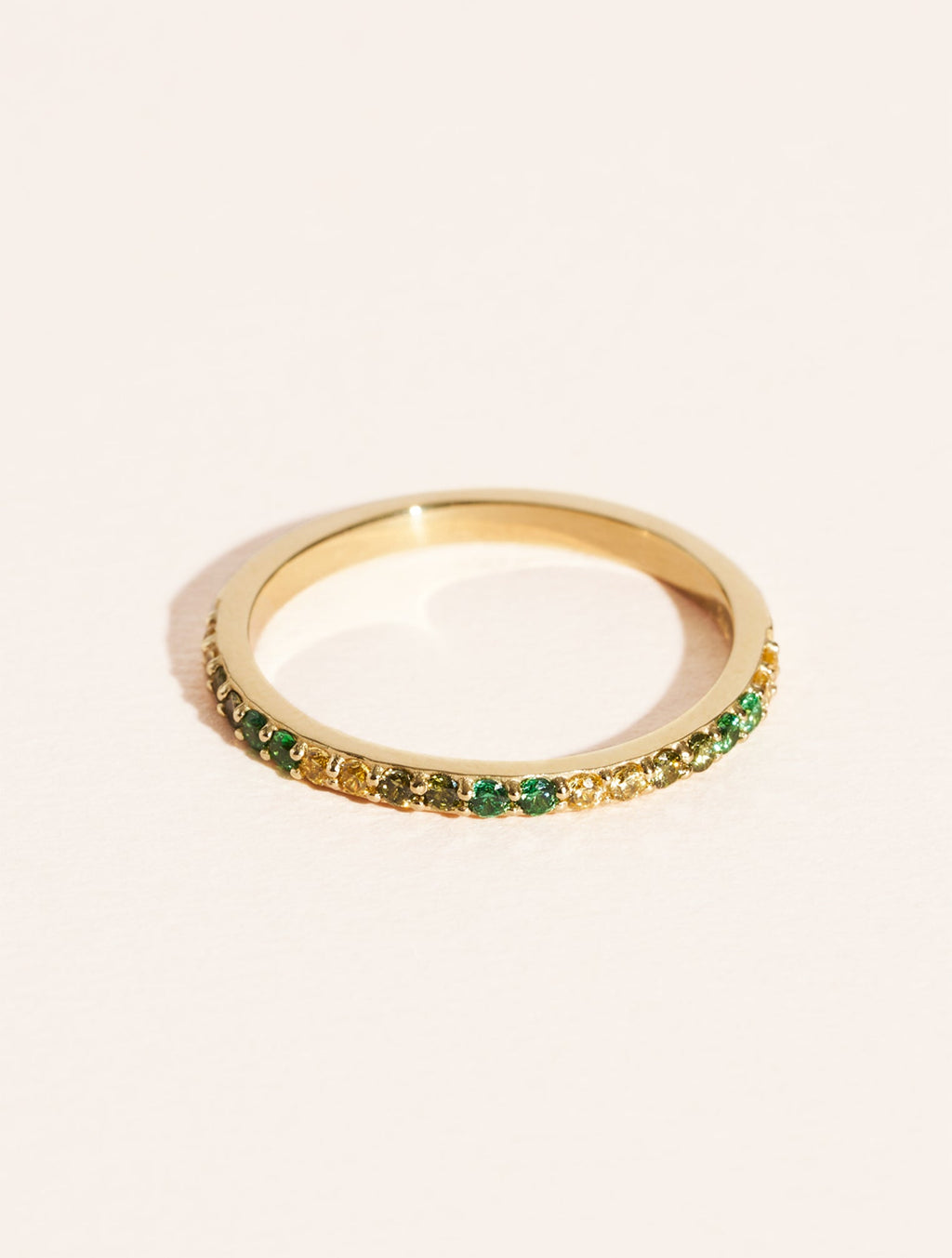 Rheya Ring - Green Zircons - front view