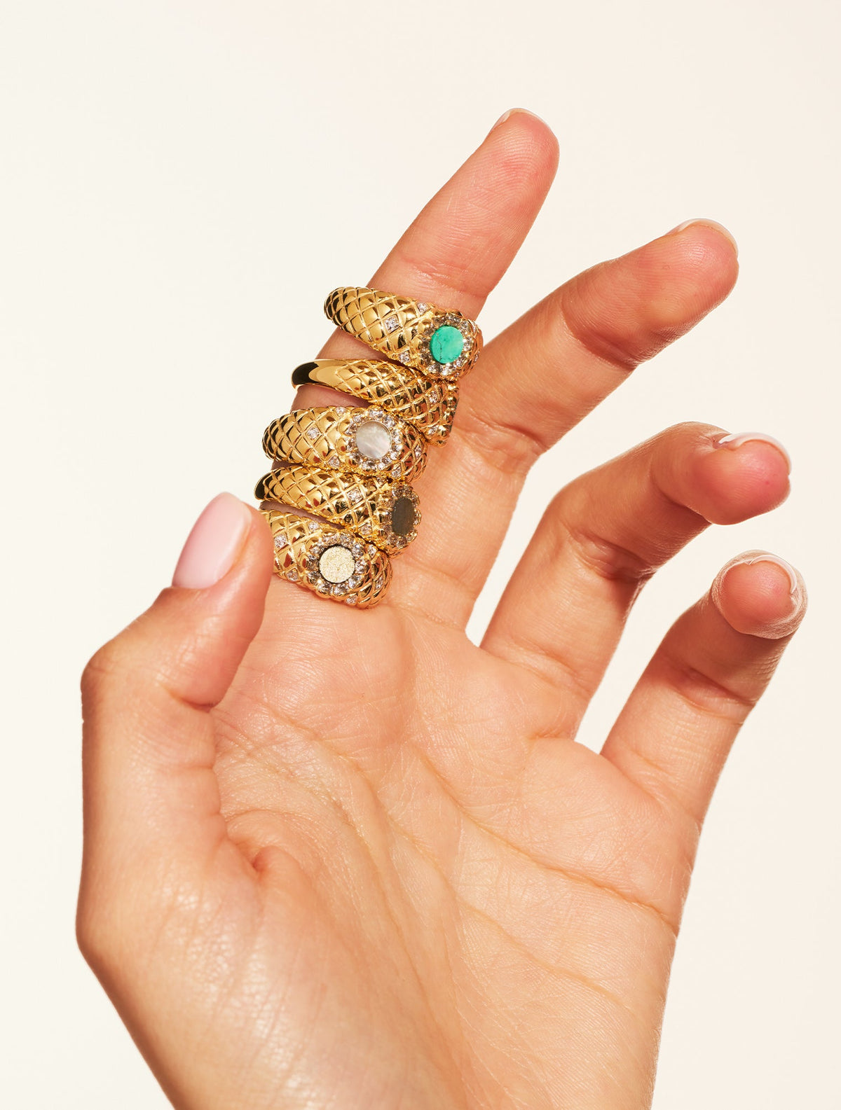 Rive Ring - D'or - Turquoise - detail view