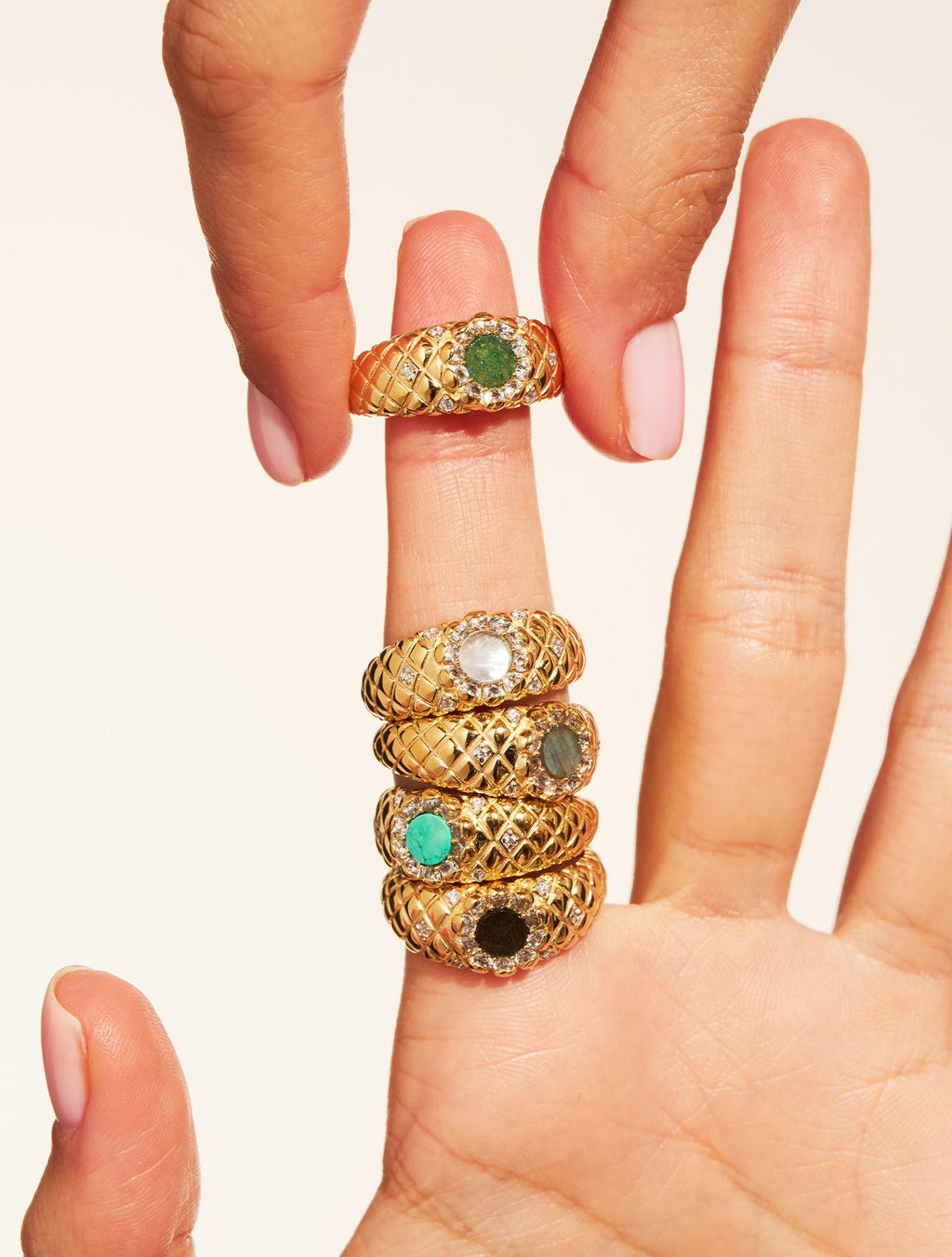 Rive Ring - D'or - Aventurine - detail view