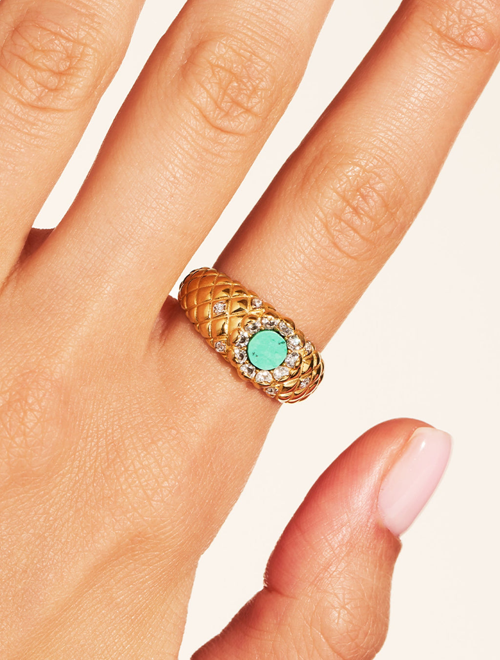 Rive Ring - D'or - Turquoise - alternate view