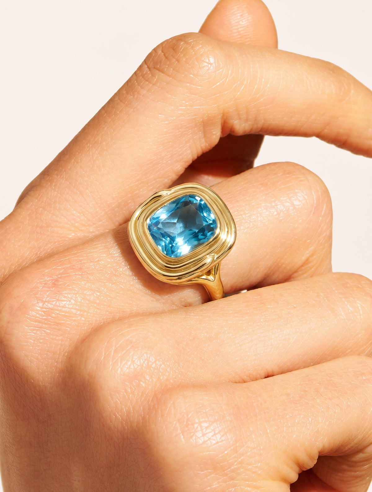 Square Ring - Quartz coloured Blue Light - Riviera - alternate view