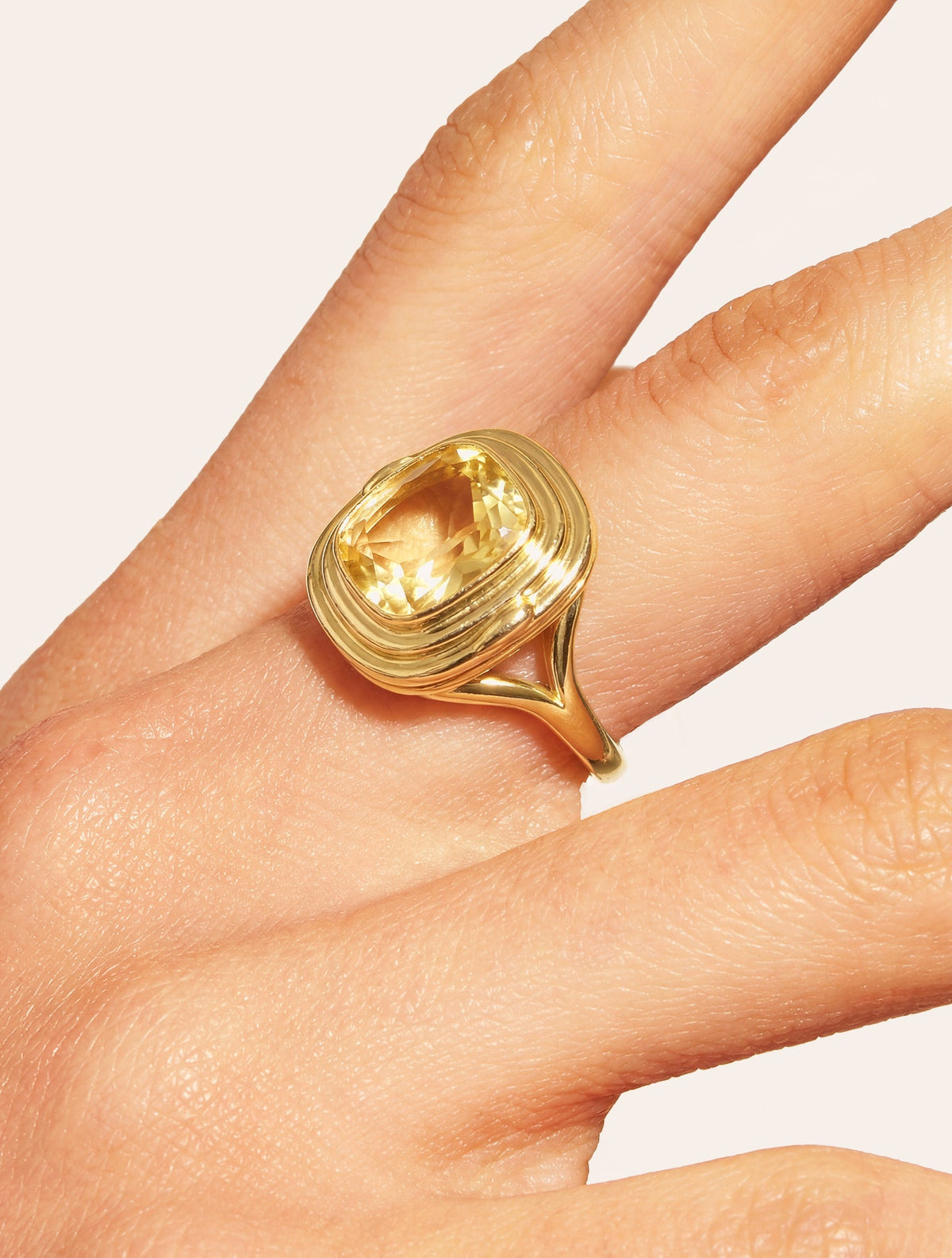 Square Ring - Quartz coloured Yellow - Riviera - alternate view