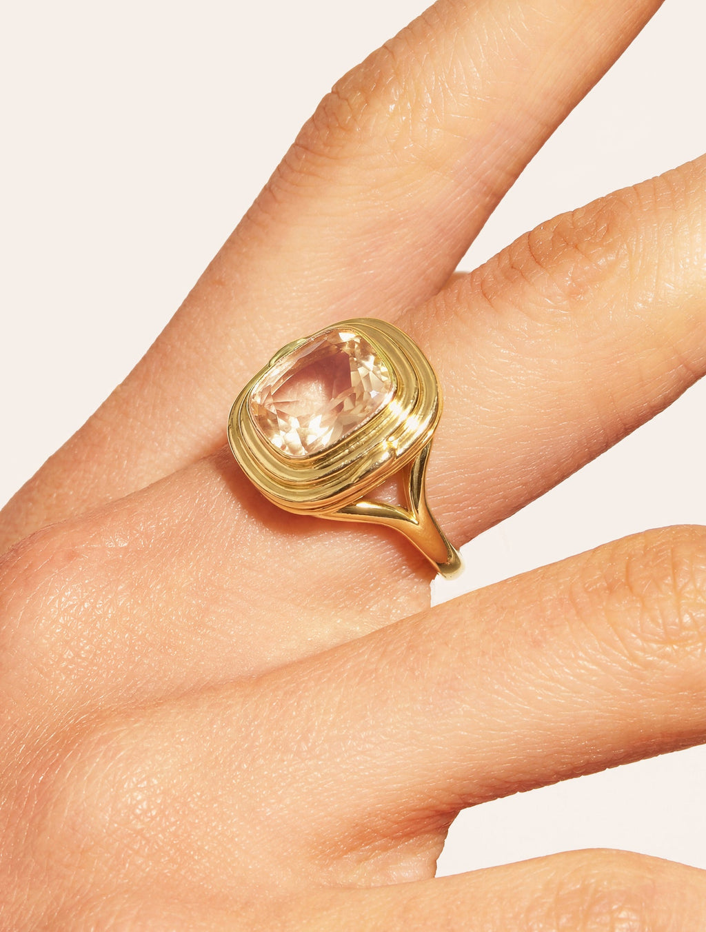 Square Ring - Quartz coloured Pink - Riviera - alternate view