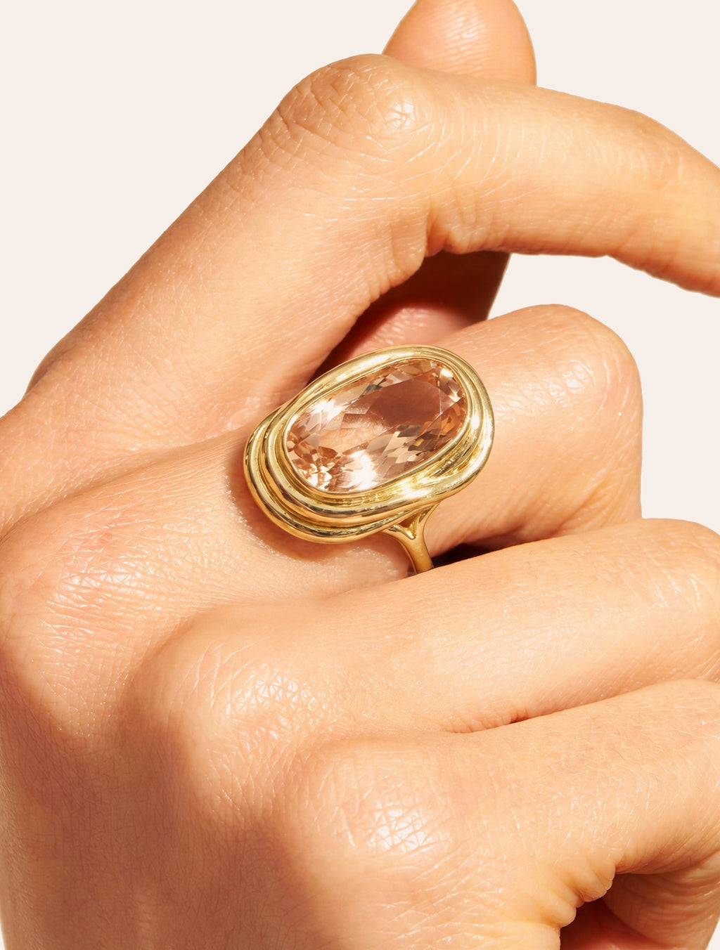 Oval Ring - Quartz coloured Pink - Riviera - alternate view