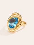 Poire Ring - Quartz coloured Blue Light - Riviera - front view