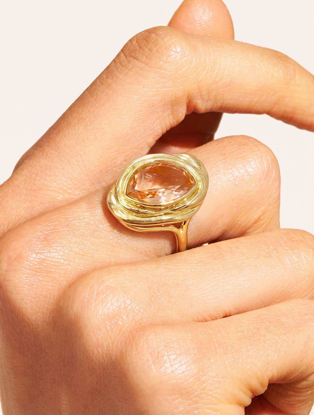 Poire Ring - Quartz coloured Pink - Riviera - alternate view