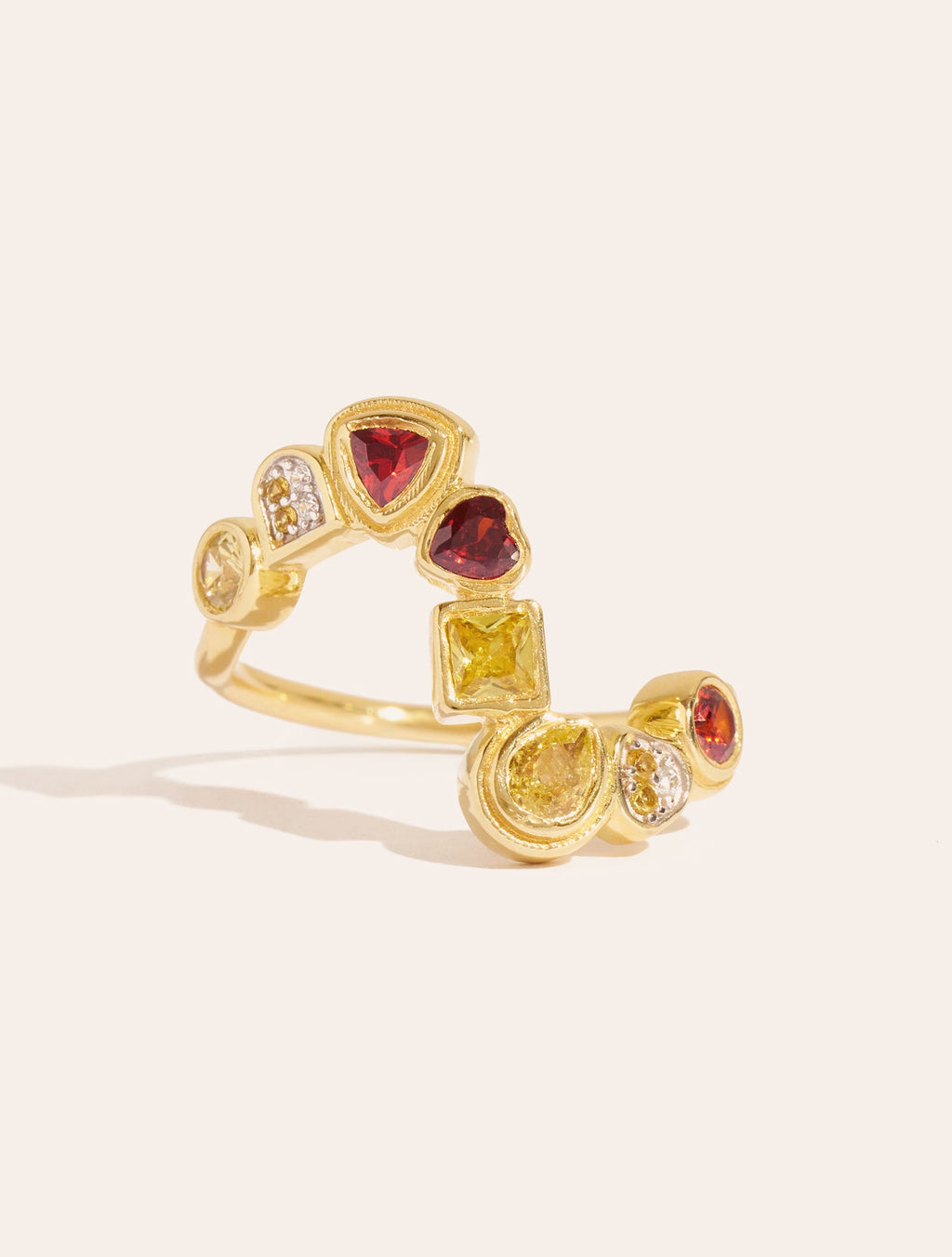 Rivière Ring - Zircons Yellow and grenat - front view