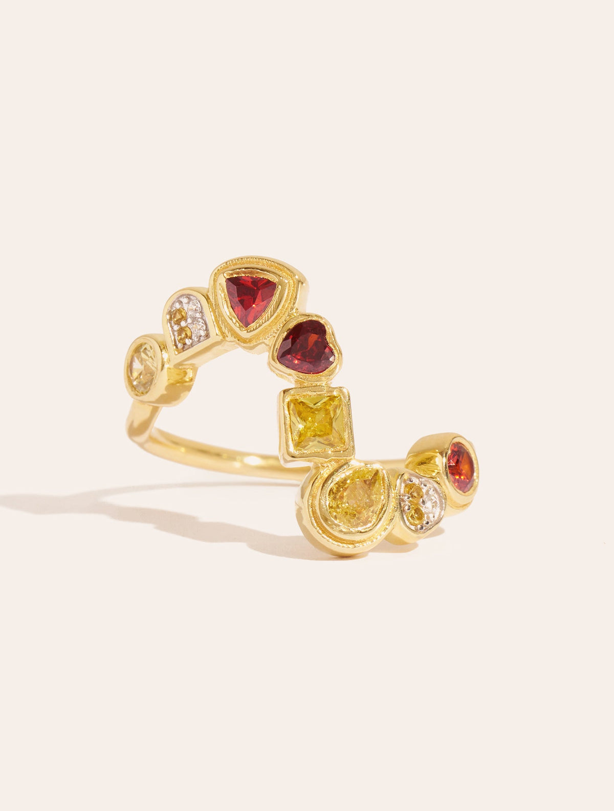 Rivière Ring - Zircons Yellow and grenat - front view