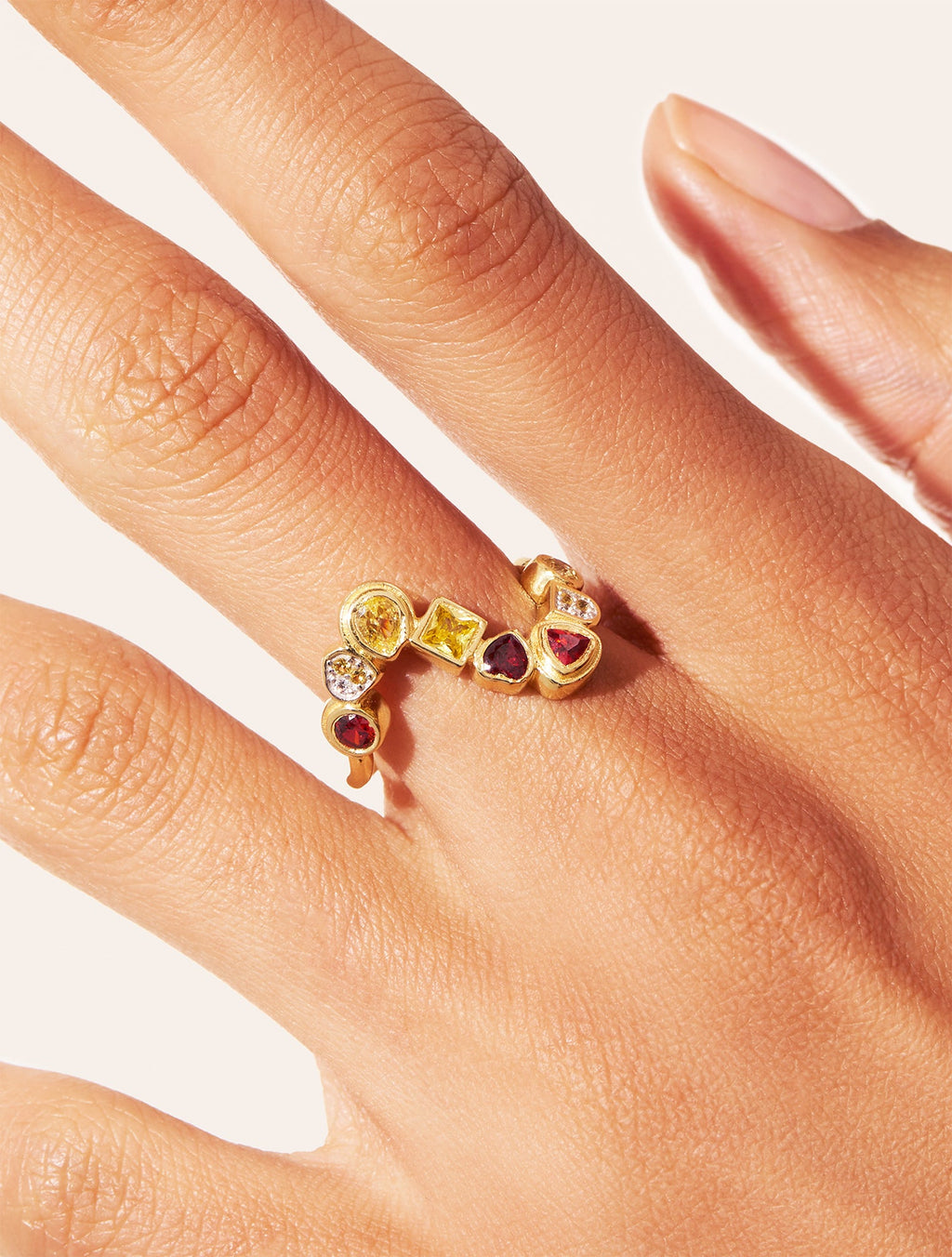 Rivière Ring - Zircons Yellow and grenat - detail view