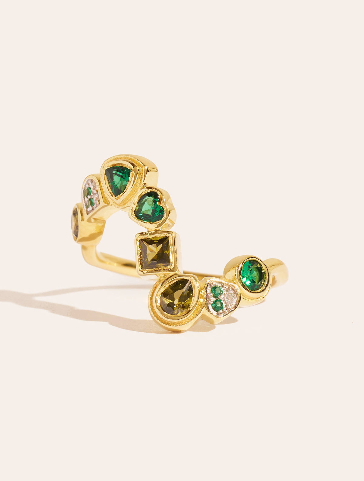 Rivière Ring - Green Zircons - front view