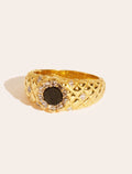 Rive Ring - D'or - Golden Obsidienne - front view