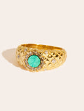 Rive Ring - D'or - Turquoise - front view
