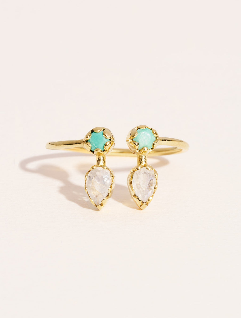 Safra Ring - Turquoise and Stone of Moon - front view