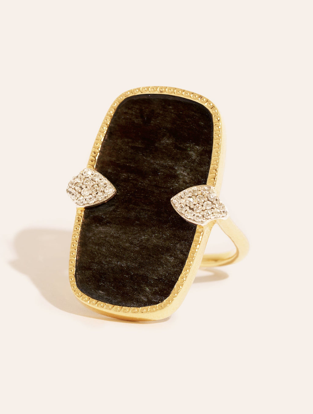 Sangha Ring - Golden Obsidienne - front view