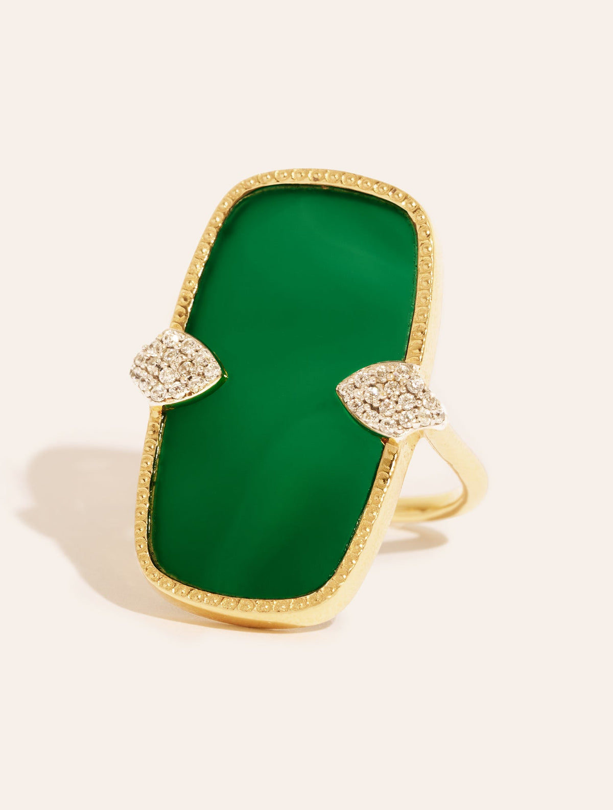 Sangha Ring - Green Onyx - front view