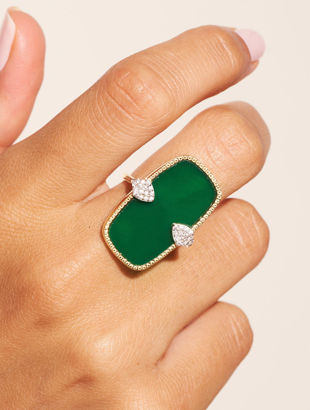 Sangha Ring - Green Onyx - alternate view