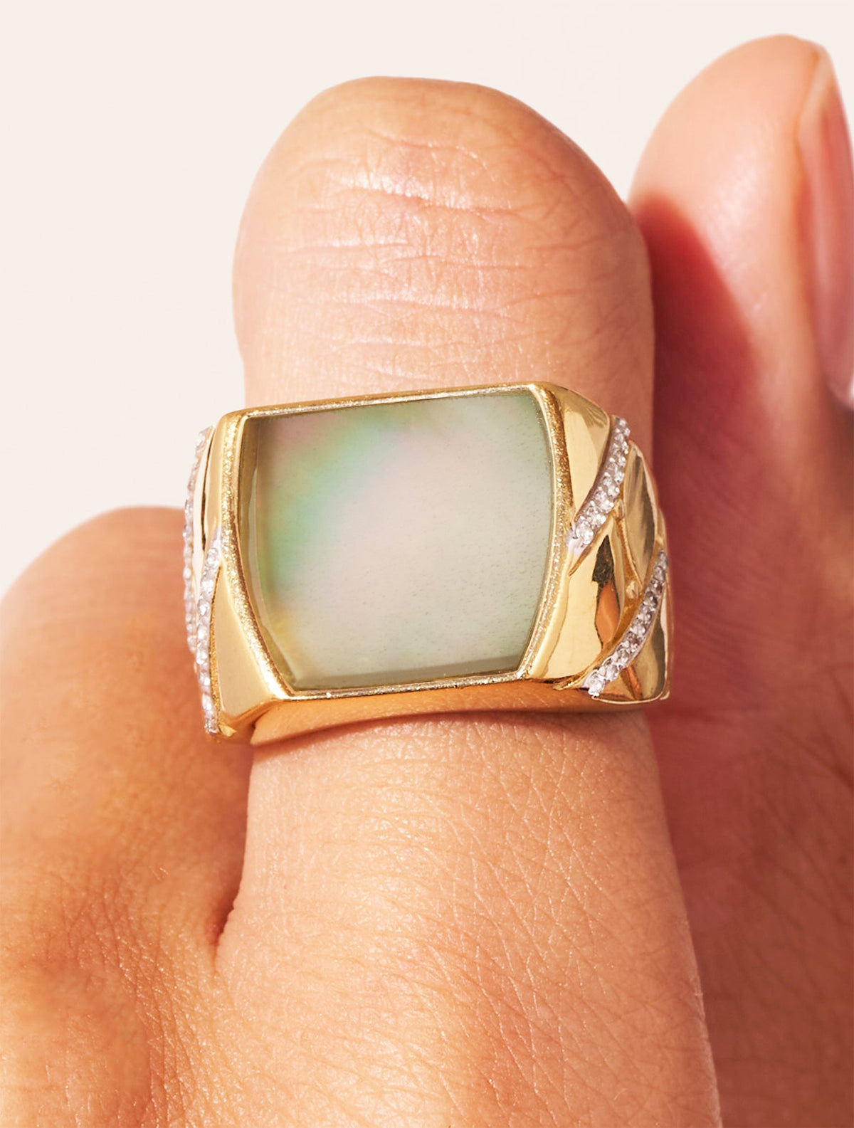 Seema Ring - Grey Mother-of-pearl - another angle