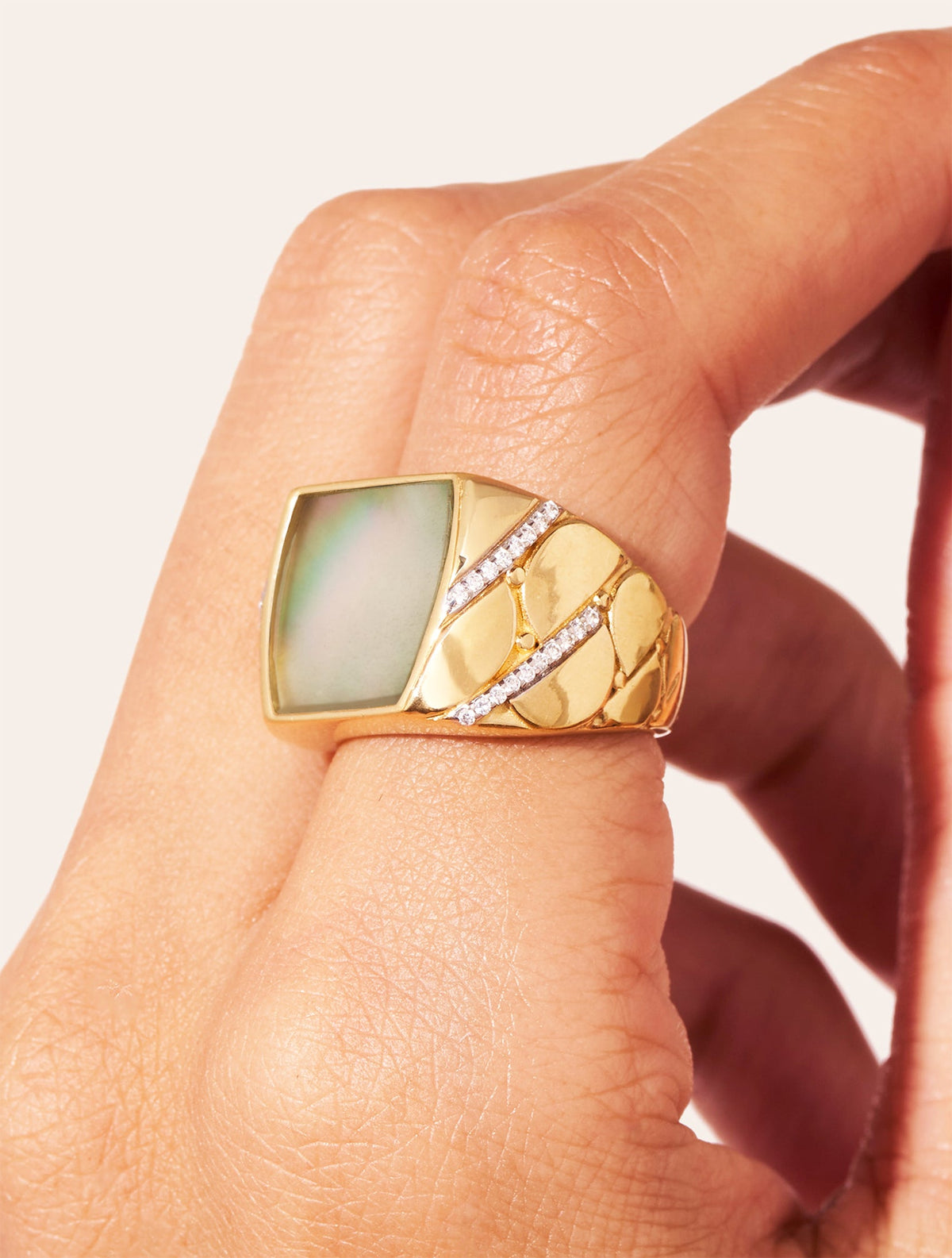 Seema Ring - Grey Mother-of-pearl - alternate view
