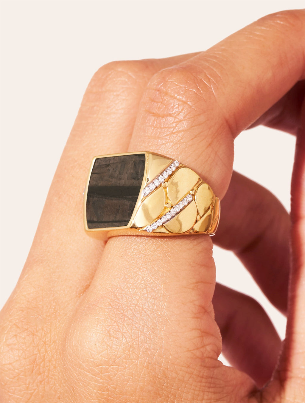 Seema Ring - Textured Onyx - another angle