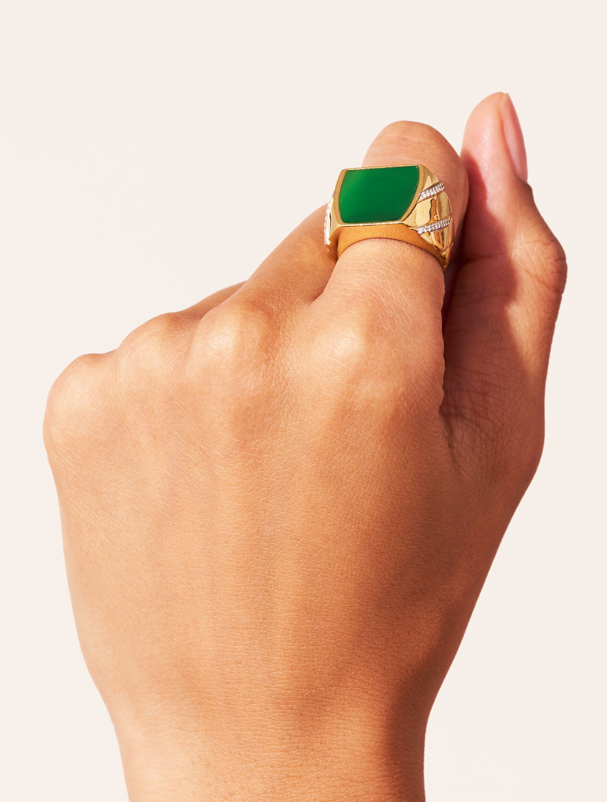 Seema Ring - Green Onyx - alternate view