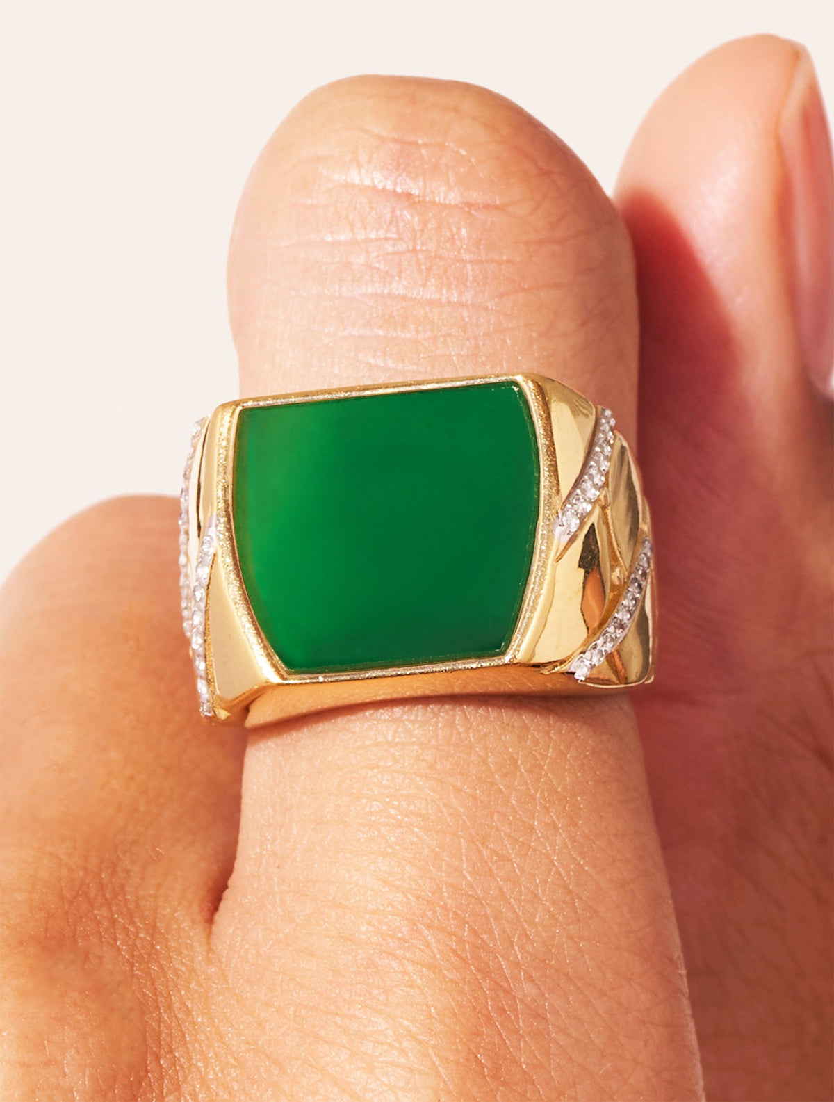 Seema Ring - Green Onyx - detail view