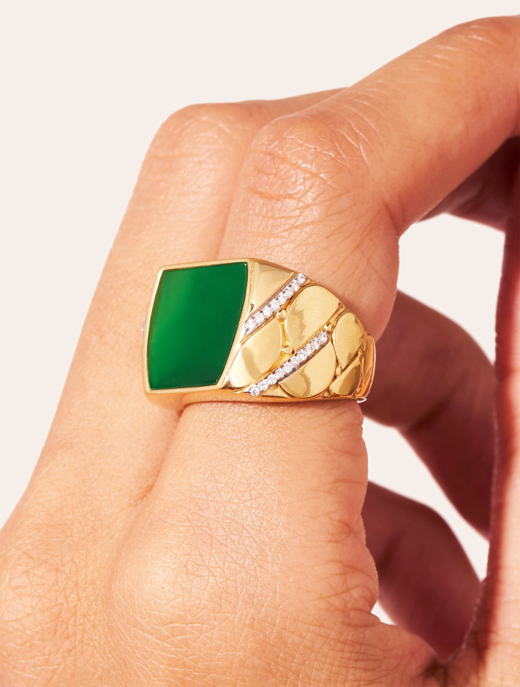 Seema Ring - Green Onyx - another angle