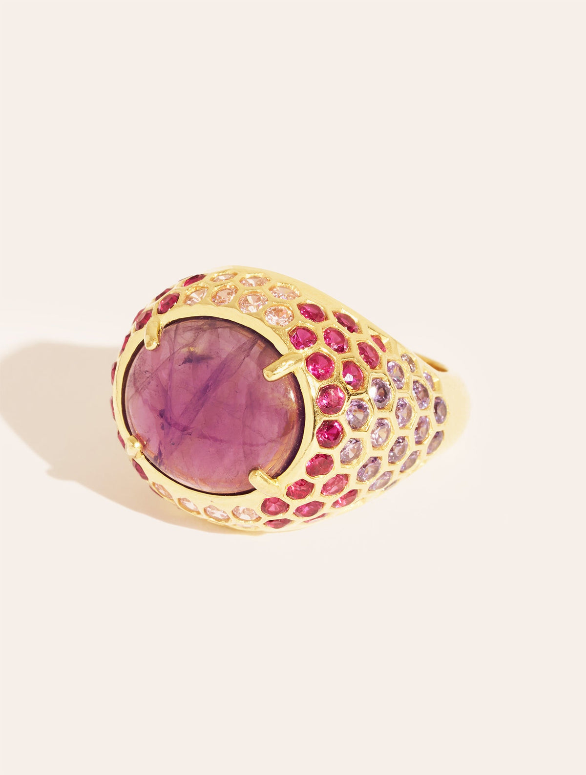 Tortue Ring - Amethyst - Sun sauvage II - front view