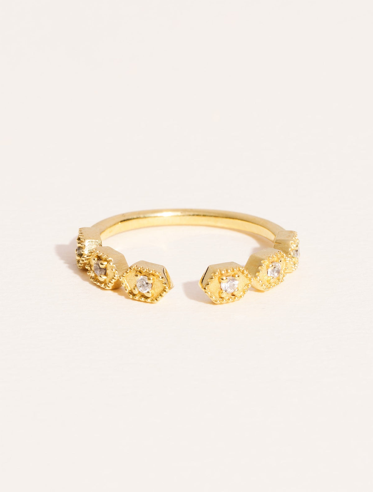 Tara Ring - White Zircons - front view