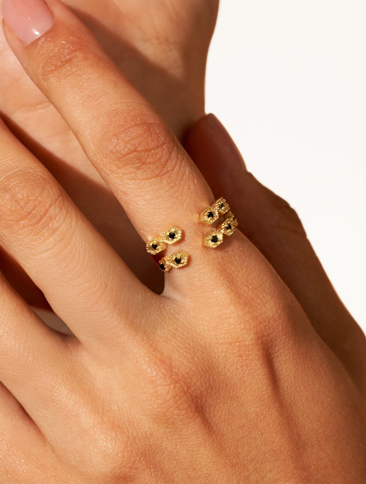 Tara Ring - Black Zircons - detail view