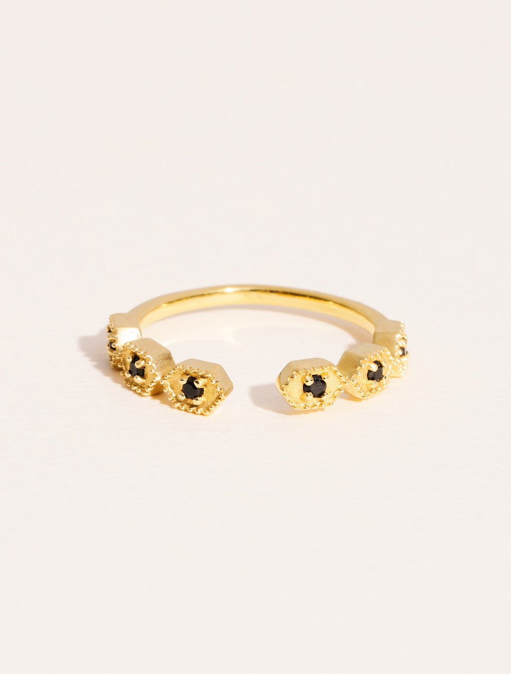 Tara Ring - Black Zircons - front view
