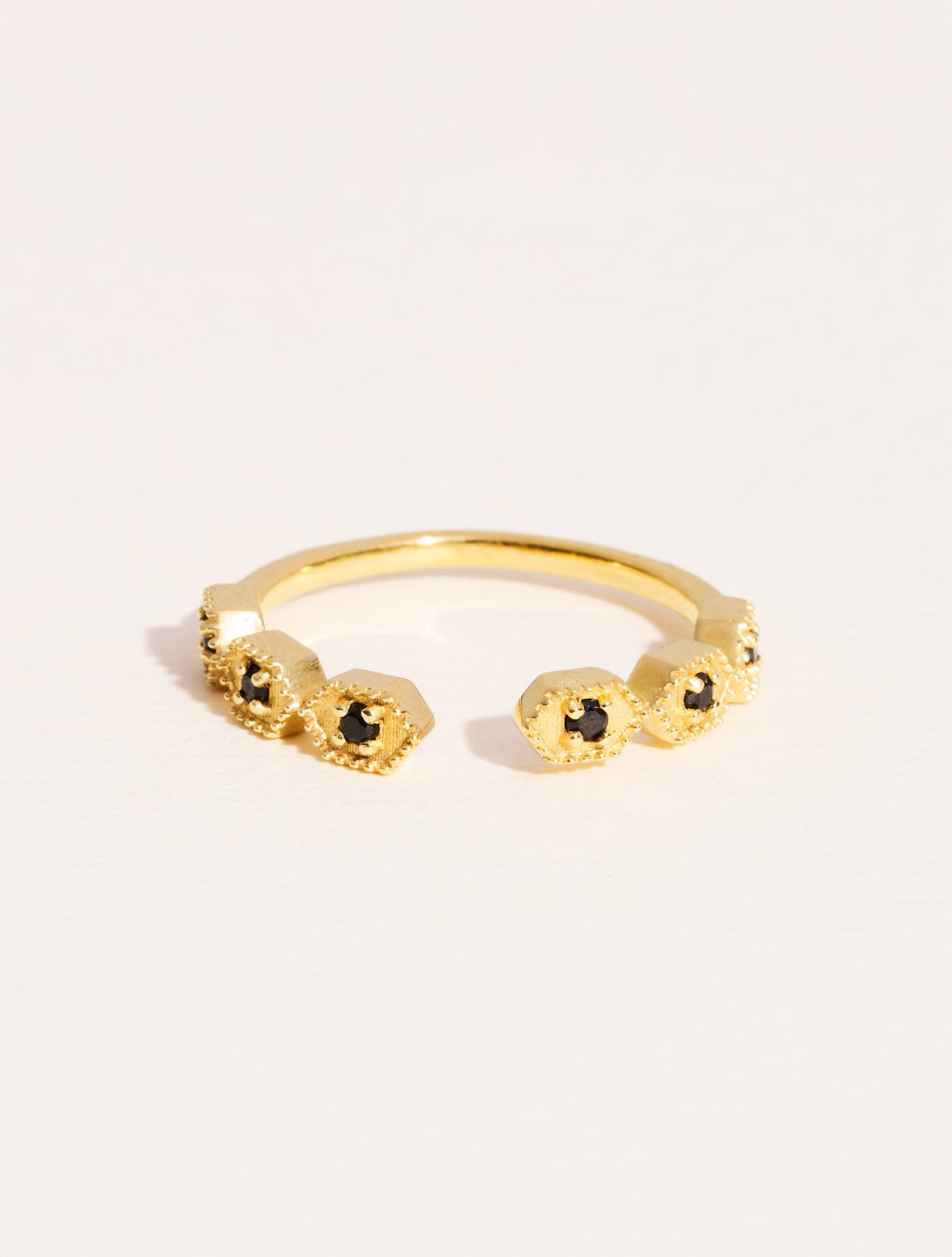 Tara Ring - Black Zircons - front view