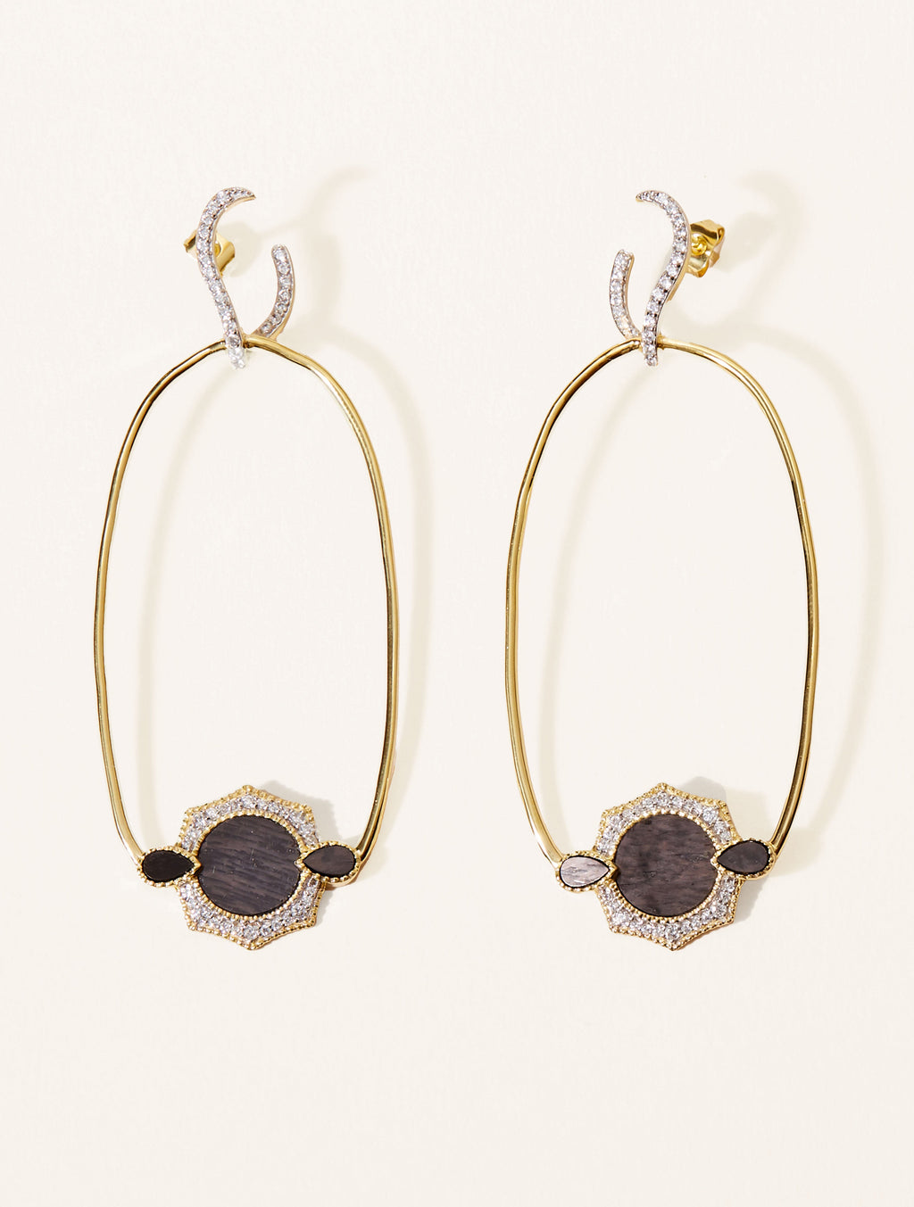 Janih Earrings - Textured Onyx - front view