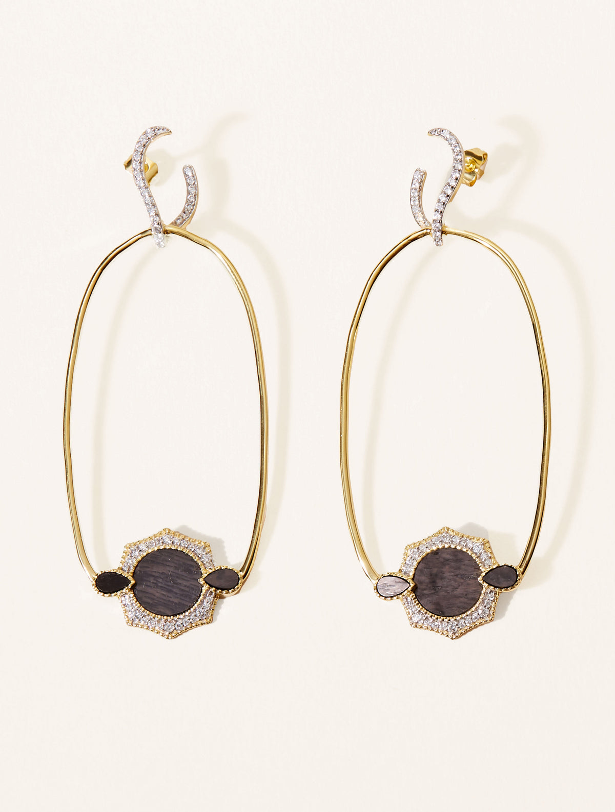 Janih Earrings - Textured Onyx - front view