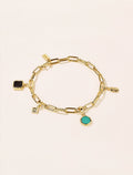 Arya Bracelet - Turquoise and Onyx Textured - front view