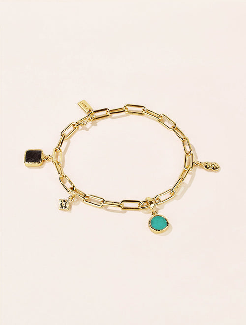 Arya Bracelet - Turquoise and Onyx Textured - front view