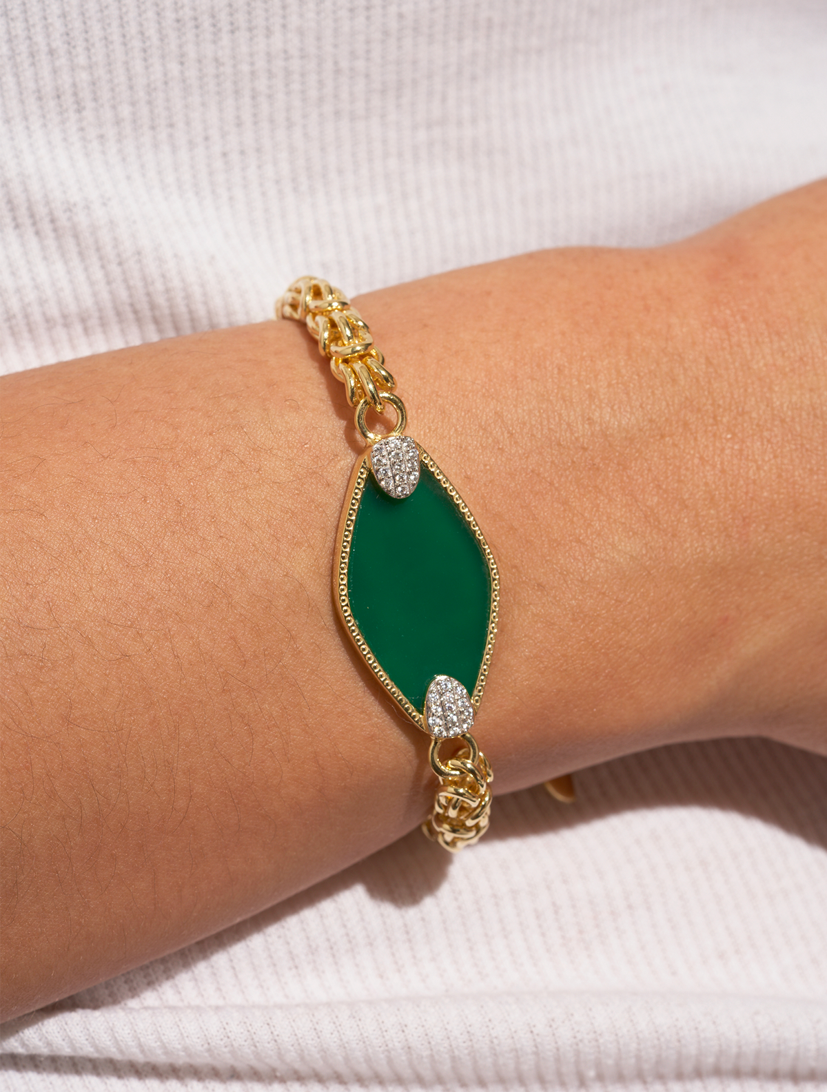 Mayan Bracelet - Green Onyx - detail view