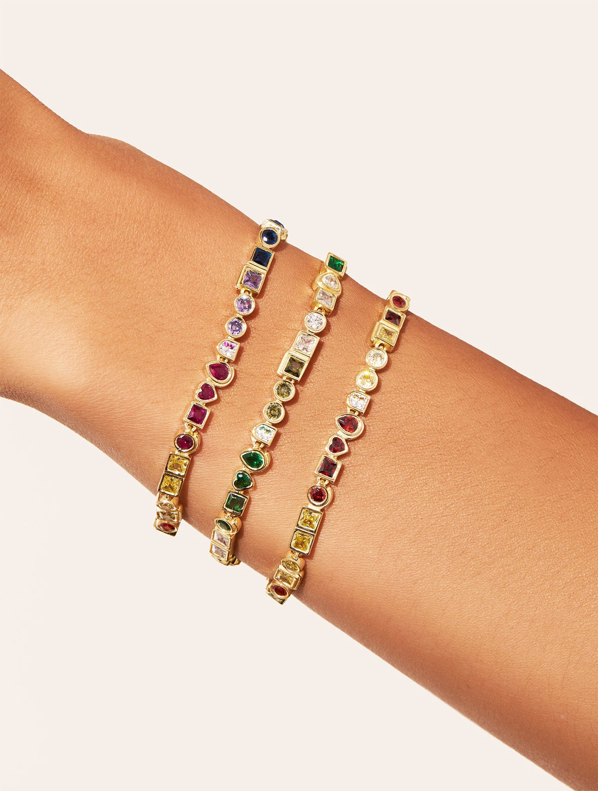 Rivière Bracelet - Zircons multicolores - detail view
