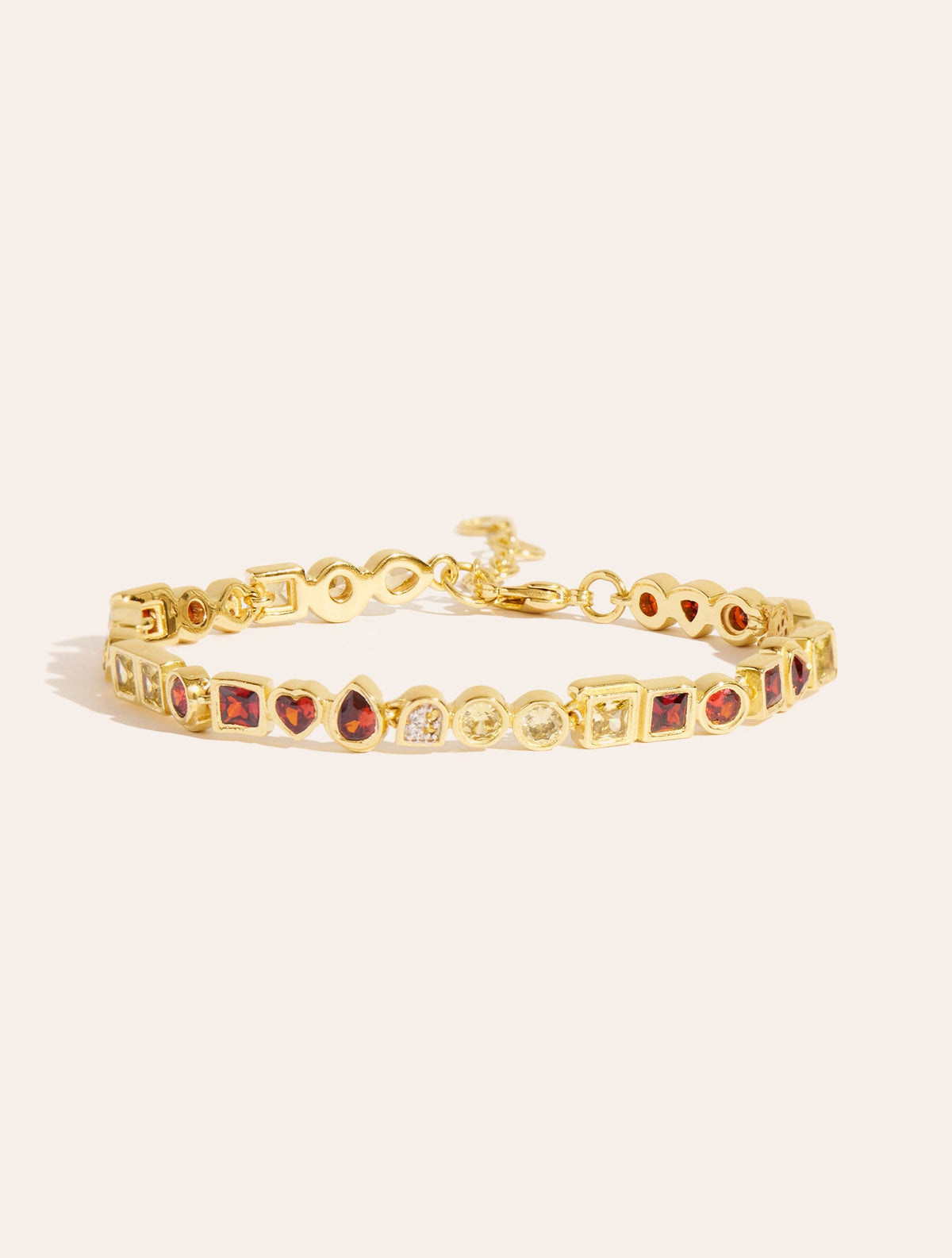 Rivière Bracelet - Zircons Yellow and grenat - front view
