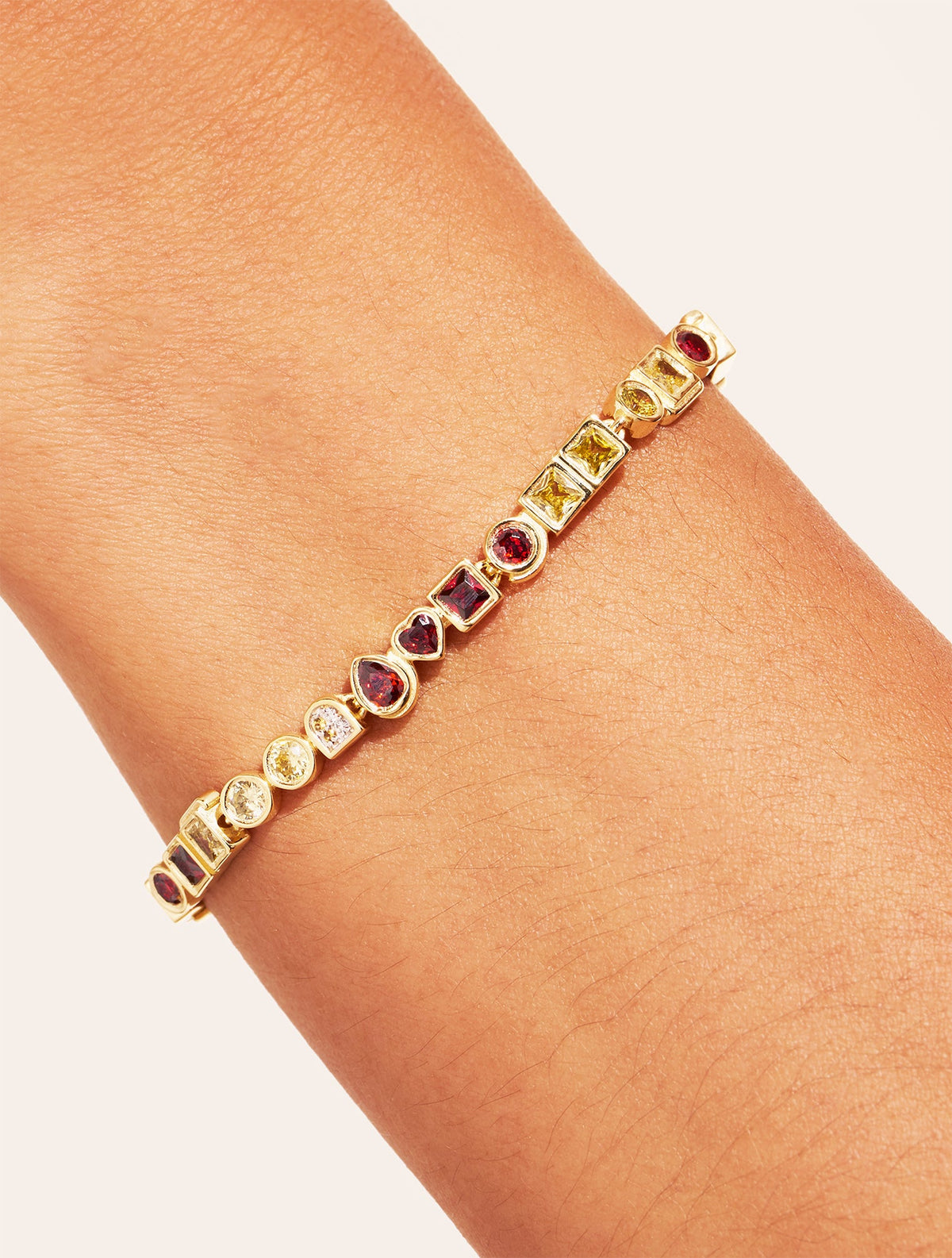 Rivière Bracelet - Zircons Yellow and grenat - alternate view