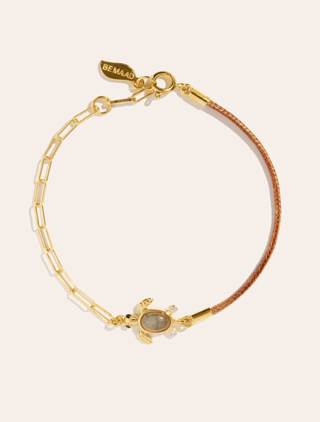 Tortue Bracelet - Labradorite/beige - Sun sauvage II - front view
