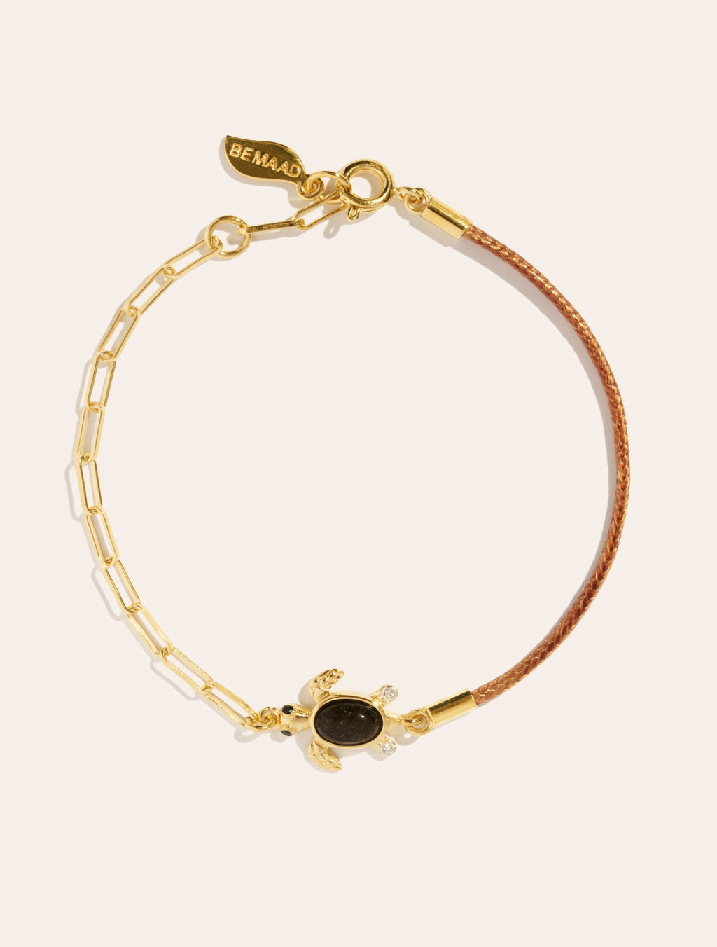 Tortue Bracelet - Obsidienne golden/beige - Sun sauvage II - front view