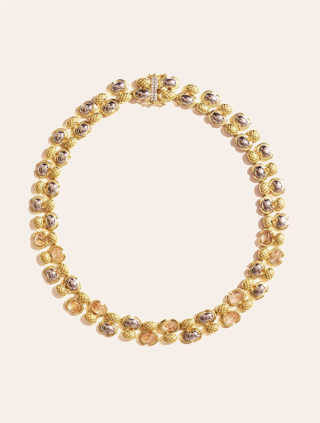 Amara Necklace - Quartz Rutilated quartz Golden - front view
