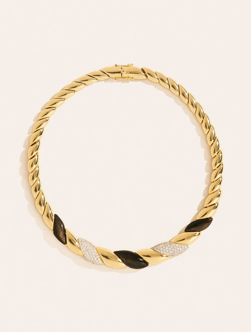 Amenza Necklace - Golden Obsidienne - front view