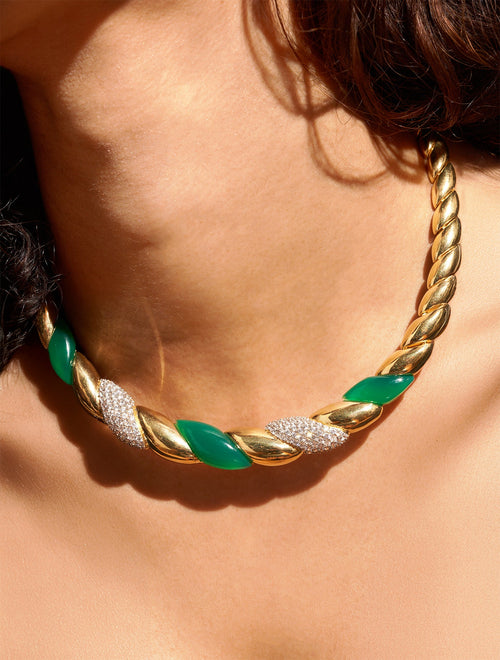 Amenza Necklace - Green Onyx - alternate view